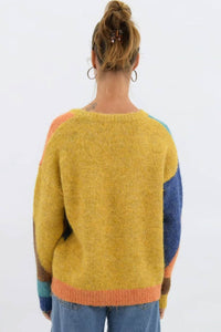 Worthier Colour Block Knit Jumper Teal