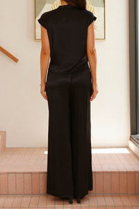 Giulia V Neck Top Black
