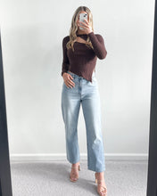 Load image into Gallery viewer, Chels Asymmetric Cut Out Knit Top Brown
