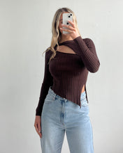 Load image into Gallery viewer, Chels Asymmetric Cut Out Knit Top Brown
