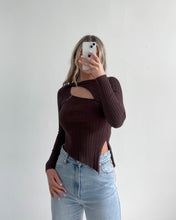 Load image into Gallery viewer, Chels Asymmetric Cut Out Knit Top Brown
