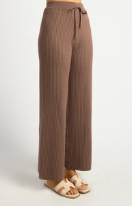 Ribbed Wide Leg Knit Pants Brown