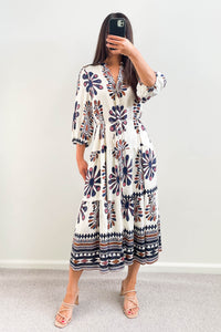 Serina Maxi Dress Brown Blue