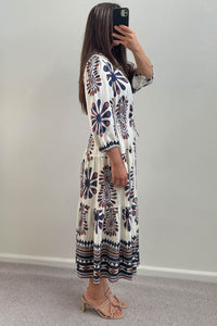 Serina Maxi Dress Brown Blue