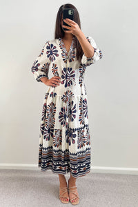 Serina Maxi Dress Brown Blue