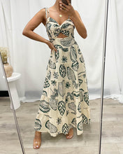 Load image into Gallery viewer, Azira Maxi Dress Beige Green Tropical
