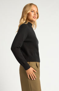 Gold Button Neckline Knit Jumper Black