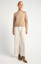 Load image into Gallery viewer, Gold Button Neckline Knit Jumper Latte
