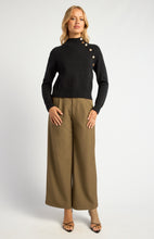 Load image into Gallery viewer, Gold Button Neckline Knit Jumper Black
