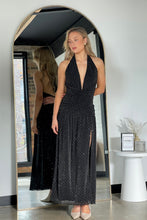 Load image into Gallery viewer, Lynn Halter Maxi Dress Black Diamante
