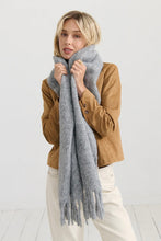 Load image into Gallery viewer, Betty Wool Plain Fluffy Scarf in Grey
