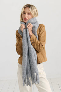 Betty Wool Plain Fluffy Scarf in Grey