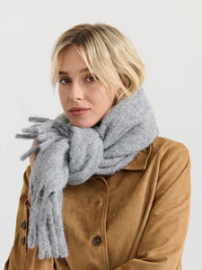 Betty Wool Plain Fluffy Scarf in Grey