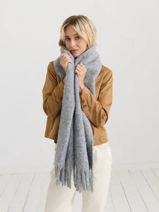 Betty Wool Plain Fluffy Scarf in Grey