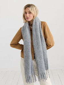 Betty Wool Plain Fluffy Scarf in Grey