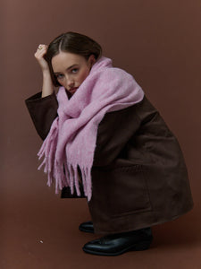 Betty Wool Plain Fluffy Scarf in Pink