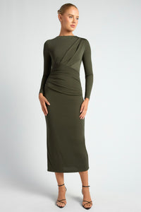 Ivana Jersey Midi Dress Khaki