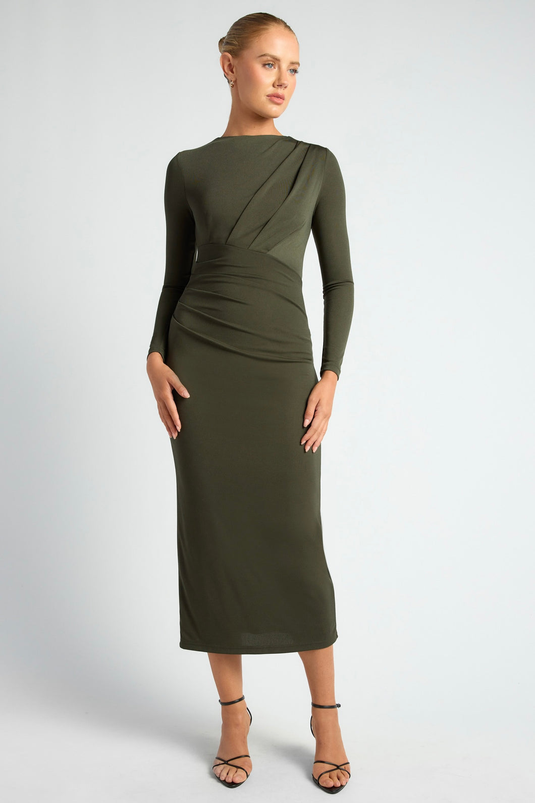 Ivana Jersey Midi Dress Khaki
