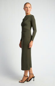 Ivana Jersey Midi Dress Khaki