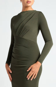 Ivana Jersey Midi Dress Khaki