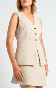 Pinot Tweed Vest White Brown Marl