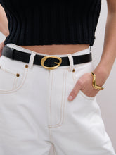 Load image into Gallery viewer, Oval Buckle PU Leather Belt in Black
