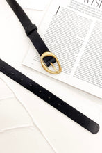 Load image into Gallery viewer, Oval Buckle PU Leather Belt in Black
