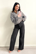 Load image into Gallery viewer, Nadine Stripe Cotton Long Sleeve Polo Grey Blue
