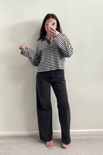 Load image into Gallery viewer, Nadine Stripe Cotton Long Sleeve Polo Grey Blue
