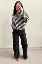 Load image into Gallery viewer, Nadine Stripe Cotton Long Sleeve Polo Grey Blue
