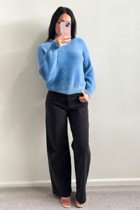 Adela Fluffy Knit Jumper Blue
