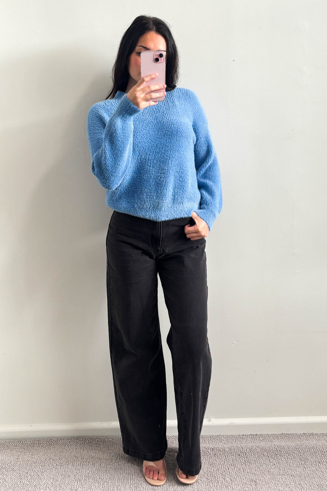 Adela Fluffy Knit Jumper Blue