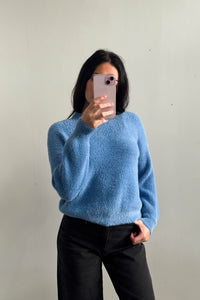 Adela Fluffy Knit Jumper Blue