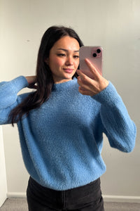 Adela Fluffy Knit Jumper Blue