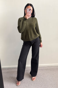 Adela Fluffy Knit Jumper Khaki