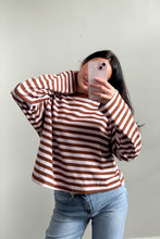 Load image into Gallery viewer, Niko Stripe Cotton Long Sleeve Top Pink Brown
