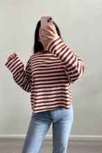 Load image into Gallery viewer, Niko Stripe Cotton Long Sleeve Top Pink Brown
