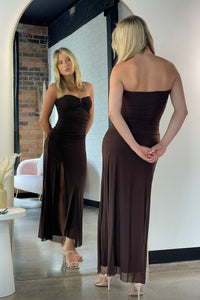 Esha Strapless Dress Chocolate Mesh