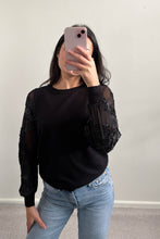 Load image into Gallery viewer, Sheika Sheer Sleeve Knit Top Black
