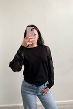 Load image into Gallery viewer, Sheika Sheer Sleeve Knit Top Black
