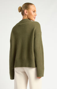 Patterned Knit Jumper Dark Olive