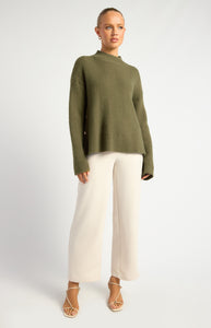Patterned Knit Jumper Dark Olive