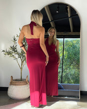 Load image into Gallery viewer, Talara Halter Maxi Dress Maroon Lace
