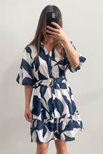Load image into Gallery viewer, Shaela Mini Dress Navy Print
