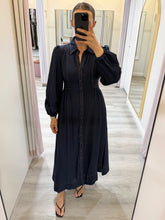 Load image into Gallery viewer, Aysha Contrast Stitch Long Sleeve Midi Dress Navy
