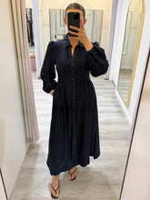 Load image into Gallery viewer, Aysha Contrast Stitch Long Sleeve Midi Dress Navy
