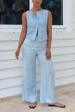 Load image into Gallery viewer, Amala Vest Top Blue Linen
