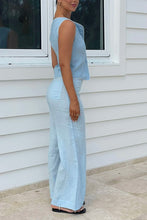 Load image into Gallery viewer, Amala Vest Top Blue Linen
