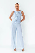 Load image into Gallery viewer, Amala Vest Top Blue Linen
