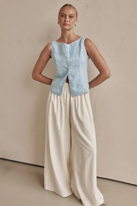 Amala Vest Top Blue Linen